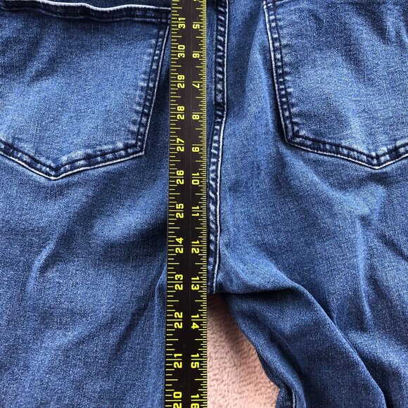 Womens Bib Overalls Large Blue Denim Flare Leg Vintage Medium Wash Casual Y2K - Picture 10 of 16